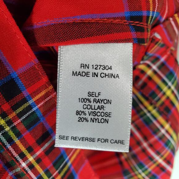 John Mark Womens Red Plaid Button Up Velour Tunic Top Size XS - Picture 6 of 8